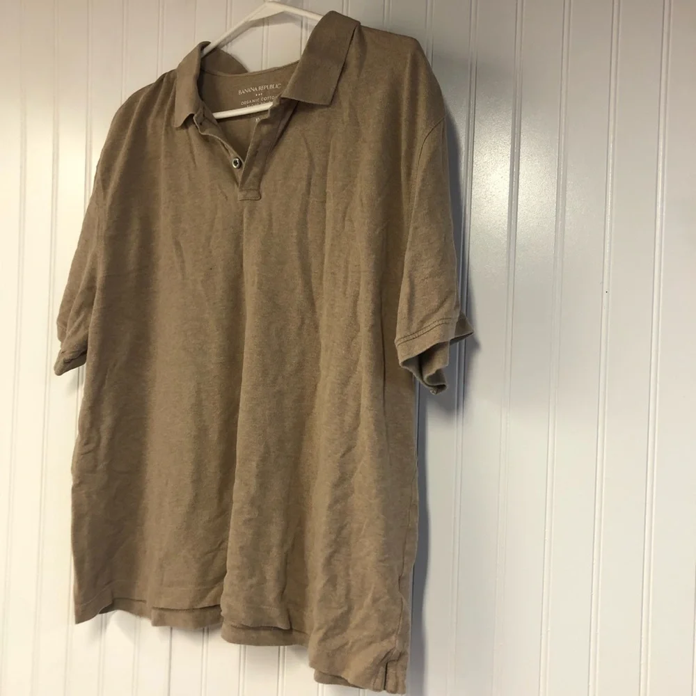 Banana Republic Men's Tan Polo Short Sleeve Shirt Organic Cotton XL